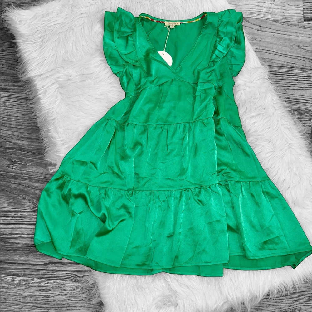 Umgee Vibrant Green Ruffled Dress